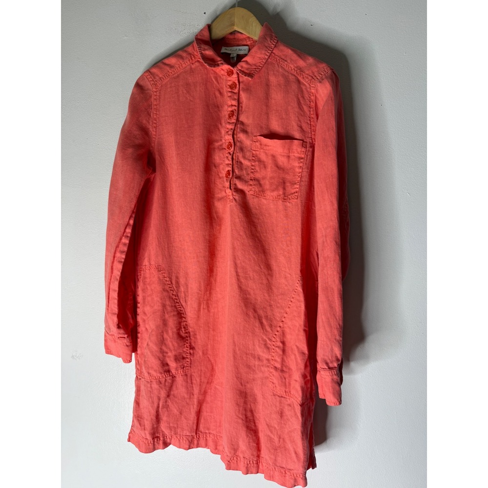 Michael Stars Eleanor Linen Shirt Dress In Passionfruit Small